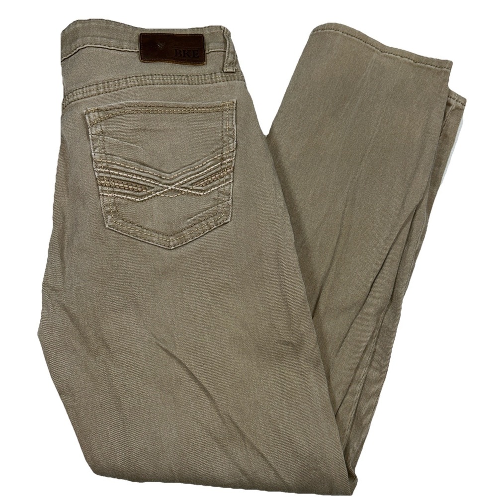 BKE Jake Straight Leg Jeans Mens 34R Brown Denim Stretch Waist